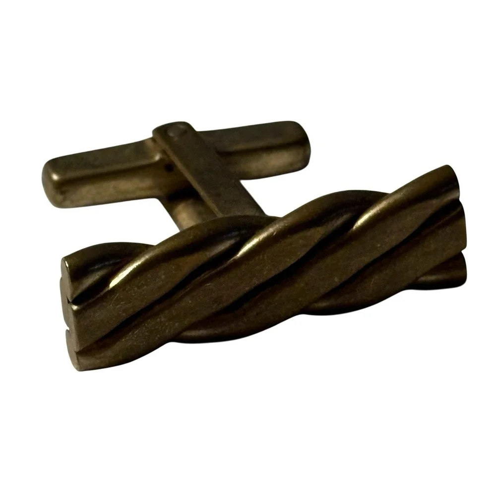 Brass VTG Cufflinks Rope Braid‎ Design Possibly Handmade Unique Repaired Read